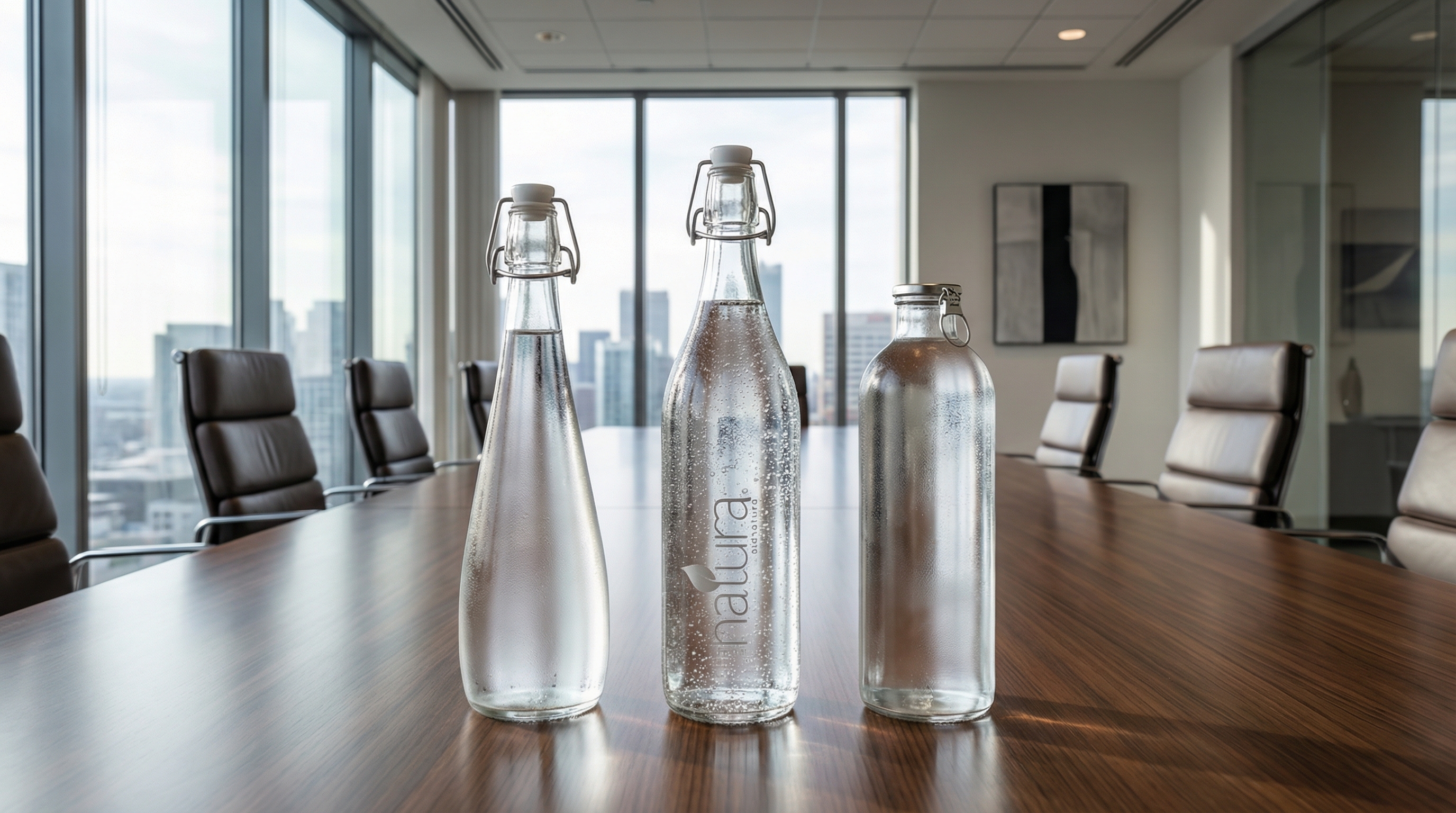 Sustainable water solution with reusable glass bottles