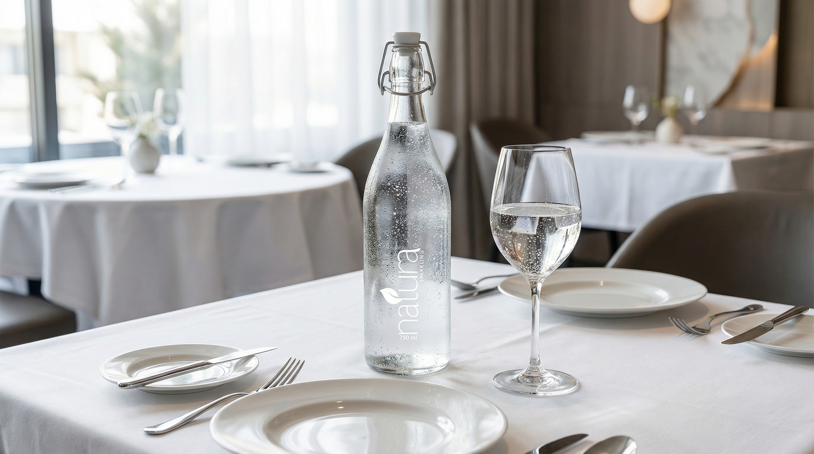 Natura branded glass bottles collection